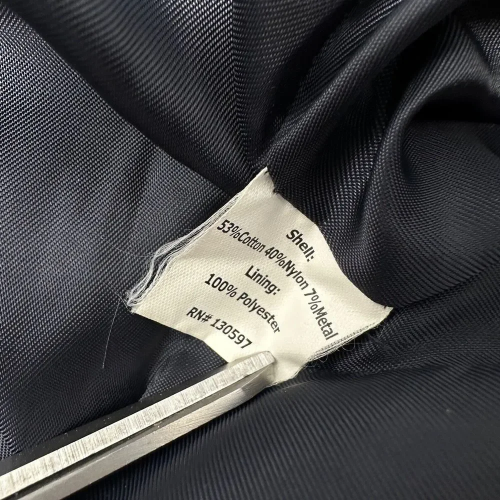 PAUL LA FONTAINE‎ Mens Navy Blue Full Zip Jacket Lined Pockets Buckles Medium